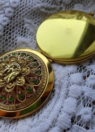 Зеркало косметич сувенир карман двухсторон египет золото стиль4 фото