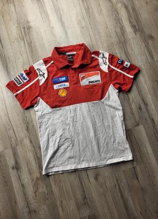 Спортивна футболка поло мото alpinestars ducati