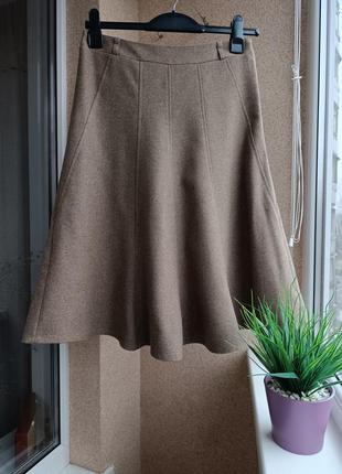 Качественная теплая юбка миди клиньями со содержанием шерсти и кашемира1 фото