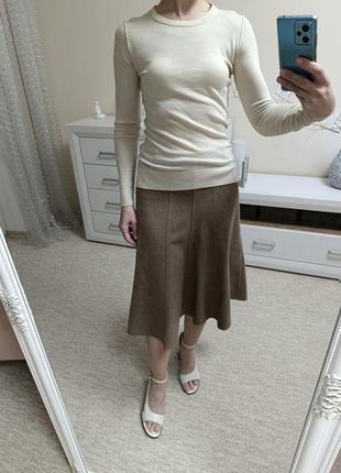 Качественная теплая юбка миди клиньями со содержанием шерсти и кашемира6 фото