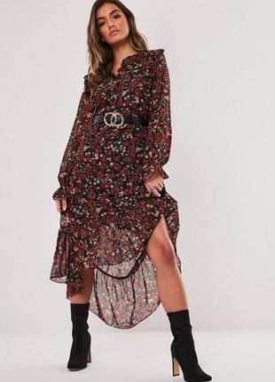 Стильное платье миди в цветы от missguided3 фото