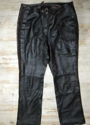 Кожаные брюки ровные коричневые брюки 100% натуральная кожа betty barclay2 фото