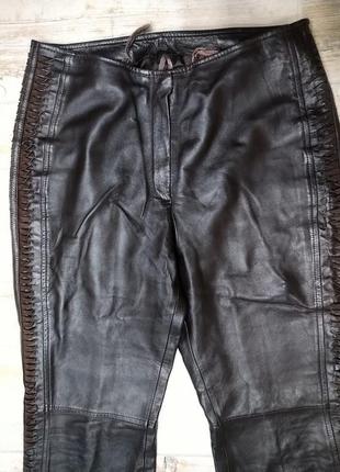 Кожаные брюки ровные коричневые брюки 100% натуральная кожа betty barclay6 фото