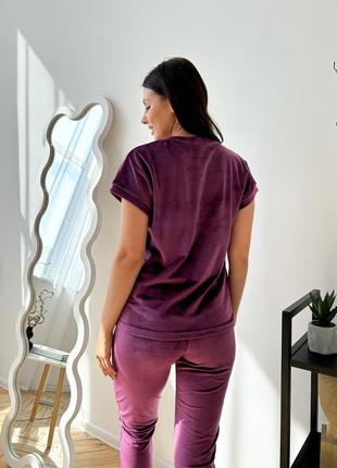Женский комплект для дома брюки, футболка и халат xs слива (комплект из 3 вещей)8 фото