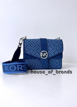 Женская брендовая сумочка michael kors greenwich blue сумка кроссбоди crossbody оригинал кожа мишель корс майкл корс на подарок жене девушке