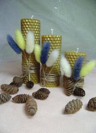 Набір свічок на подарунок з натуральної вощини 3шт7 фото
