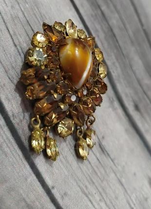 Брошка вінтаж скло сплав
