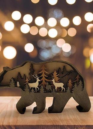 Фигурка деревянная медведь