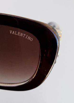 Очки в стиле valentino женские солнцезащитные узкие коричневые8 фото