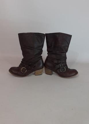Женские кожаные коричневые ботинки,испания1 фото