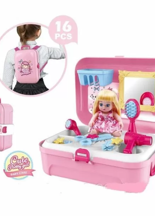 Портативний рюкзак cosmetics toy ігровий набір рюкзак для дівчинки перукар