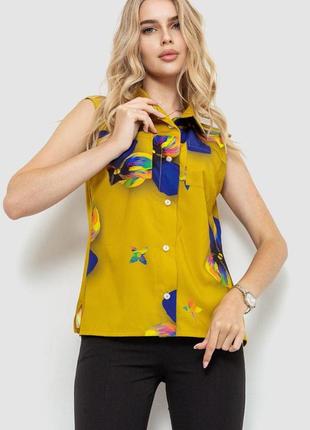 Блуза без рукавів з принтом, колір оливковий, розмір xs-s, 102r068-6