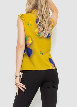 Блуза без рукавов с принтом, цвет оливковый, размер xs-s, 102r068-64 фото