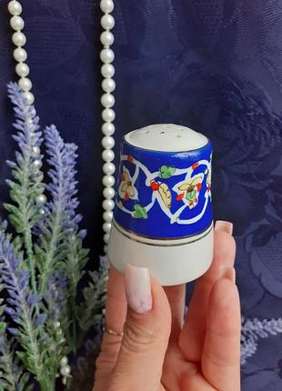 1959 год! 🦋 дулево авторская роспись ситец леонов винтаж ссср советская солонка спецовочница баночка для соли перца