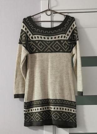 Длинный свитерик туника с этническими мотивами