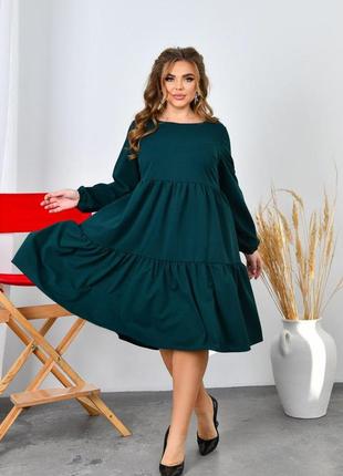 Стильна повсякденна сукня із трикотажу рукав довгий, на резинці, низ сукні виконан із двох ярусів