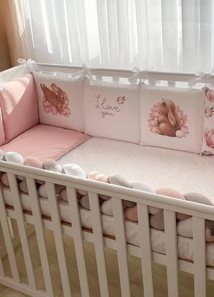 Комплект постельного белья для новорождённого пионы3 фото