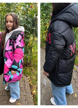 Двусторонняя зимняя курточка-пуховик olivia на девочку1 фото