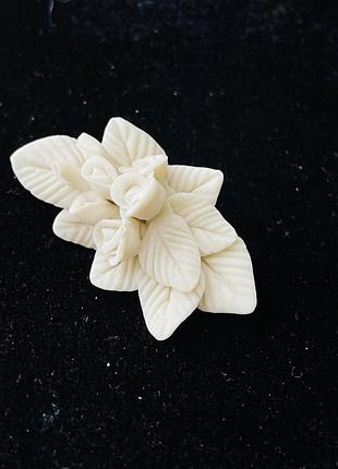 Брошка, вінтаж, полімер, троянди