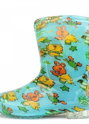 Дитячі силіконові чоботи "animals" зелені