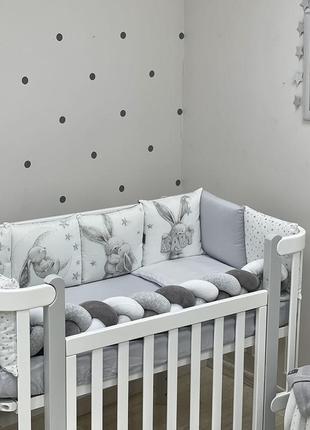 Комплект постельного белья для новорождённого magic зайка серебро, цвет серый6 фото