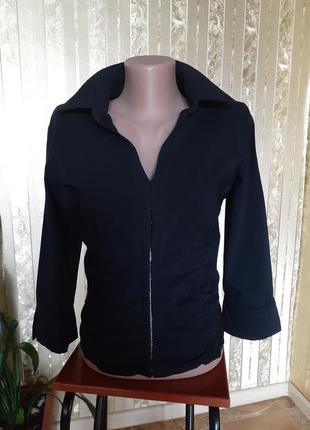 Блуза etam рубашка на крючках блузочка черная трикотажная стрейч-коттон3 фото