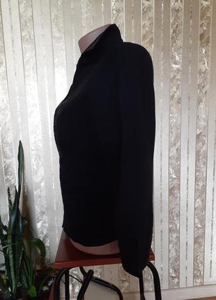 Блуза etam рубашка на крючках блузочка черная трикотажная стрейч-коттон4 фото