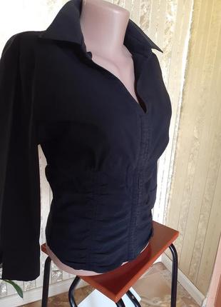 Блуза etam рубашка на крючках блузочка черная трикотажная стрейч-коттон7 фото