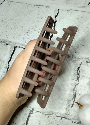 Крабик для волос матовый темно-коричневый 10,5 см