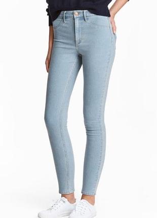 Джинси скінні з високою посадкою світлий денім синього кольору h&m розмір 32