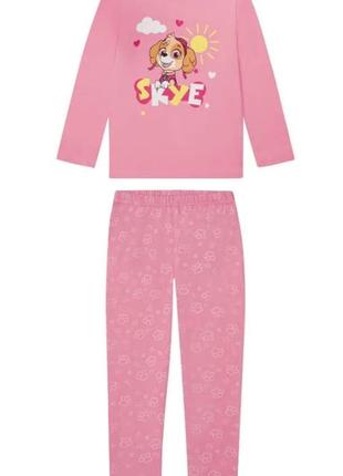 Кігурумі / піжама дитяча для дівчинки paw patrol / щенячий патруль, рожева, принт скай, розміри 98-128