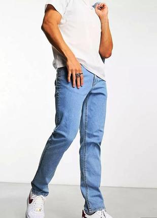 Стильні блакитні чоловічі джинси однотонні чоловічі джинси завужені чоловічі джинси демі повсякденні чоловічі джинси слім