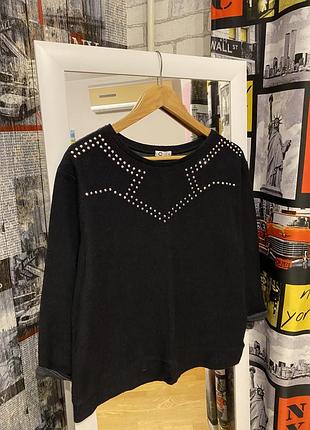 Стильний оверсайз жіночий світшот, рукав 3/4, зі стразами, cubus, m