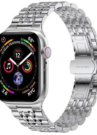 Браслет для apple watch series 3 | 4 | 5 | 6 з шириною корпусу 42|44mm ремінець link сталевий срібний