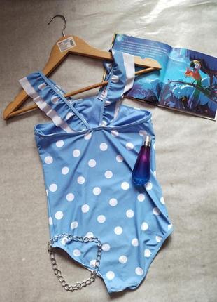 Модный детский цельный слитный купальник  в горошек для девочки george5 фото