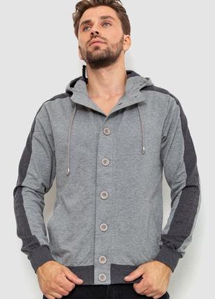 Кофта мужская с капюшоном, цвет серый, размер l, 235r21816