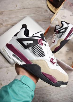 Чоловічі зимові кросівки  nike air jordan 4 white bordo air  wntr