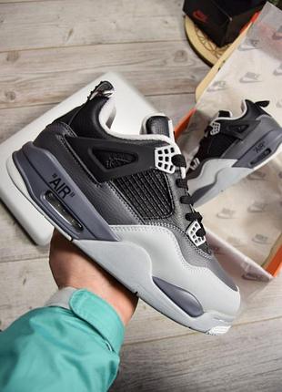 Чоловічі зимові кросівки  nike air jordan 4 gray black air  wntr