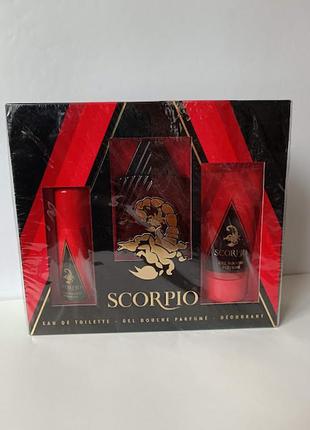 Набор мужская туалетная вода 100мл, парфюмированный гель, дезодорант scorpio rouge франция
