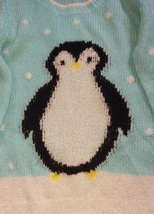 Свитер новогодний пингвин размер м- l2 фото