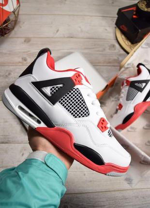 Чоловічі  зимові кросівки  nike air jordan 4 white red wntr