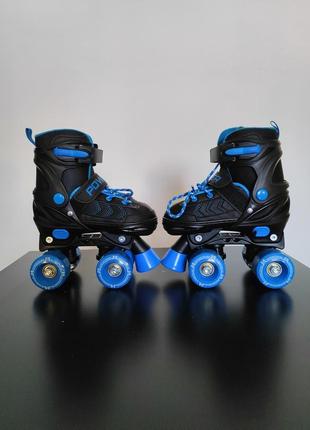 Роликові ковзани power adj quad skate blue back xs в дуже доброму стані.