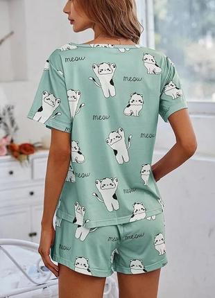 Пижама женская мятная футболка шортики піжама4 фото