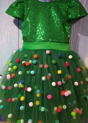 Новорічна пишна зелена сукня1 фото