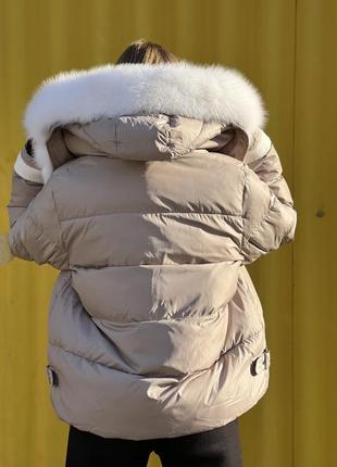 Бежева зимня куртка з хутром бренду visdeer2 фото
