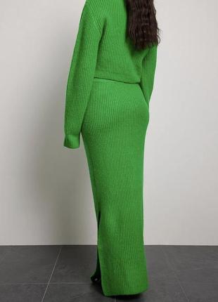 Вязаная макси юбка в зеленом цвете от na-kd3 фото