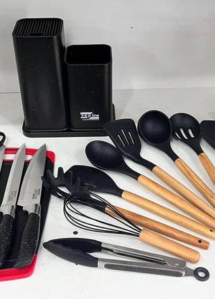 Професійний набір ножів zepline з нержавіючої сталі набір ножів і кухонного приладдя на підставці для дому1 фото