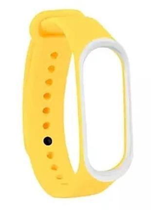 Ремешок для xiaomi mi band 3/4, yellow white, силиконовый, ксиоми/сяоми ми бенд