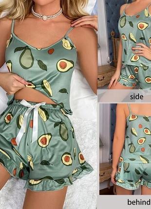 Пижама с авокадо изумрудный цвет піжама одежда для дома и сна4 фото
