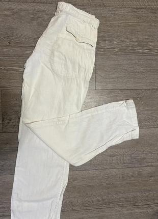 🍨белые льняные брюки брюки из льна h&amp;m 14/мин5 фото